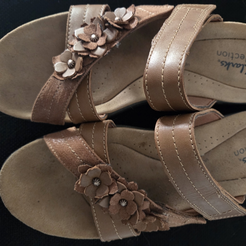 Clarks Congac Tan Leather Sandals